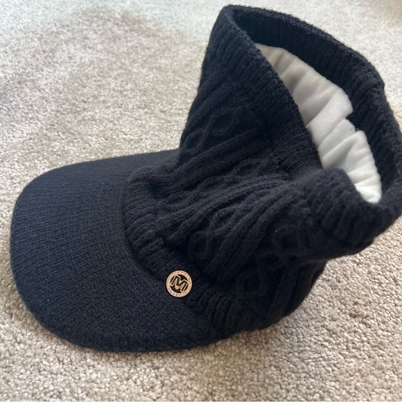 New Wool Knitted Black Visor Cap Ponytail Béisbol Hat Winter Snow Ski Holiday - Picture 3 of 3